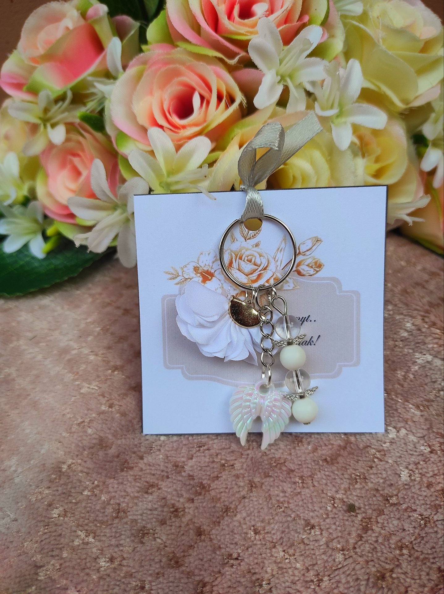 Karácsonyi ajándék dadus kulcstartó- fehér -